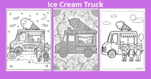 Free ice cream truck coloring pages for all ages. 36 bold outline sheets. Print at home or use our online coloring tool