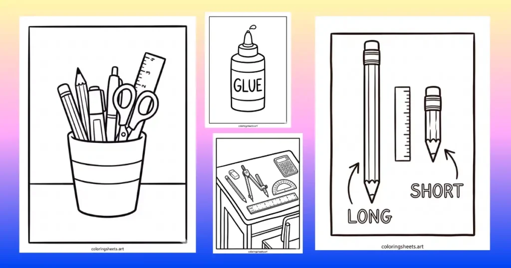 School Supplies Coloring Pages Printable pdf and download
