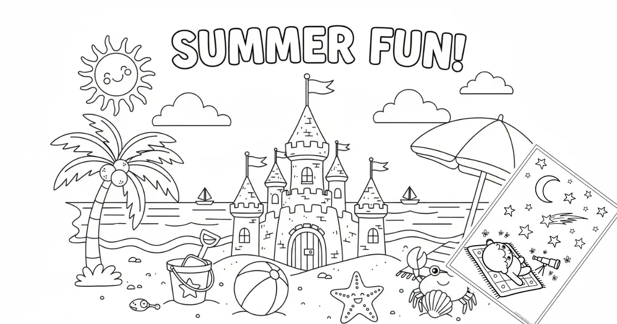 Summer Fun Coloring Pages Free Printable pdf for kids and Adults