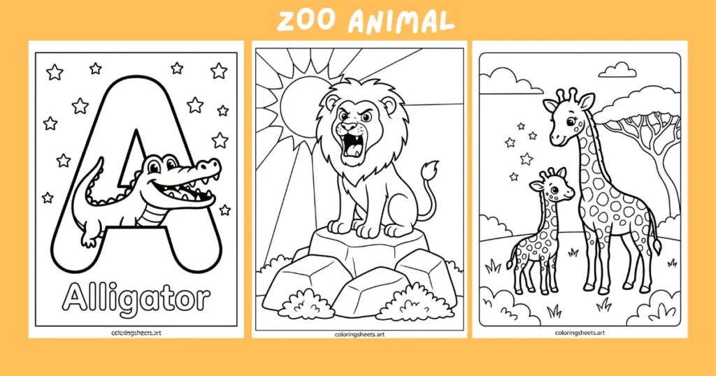 Zoo Animals Coloring Pages 36 Free Printable PDF for Kids
