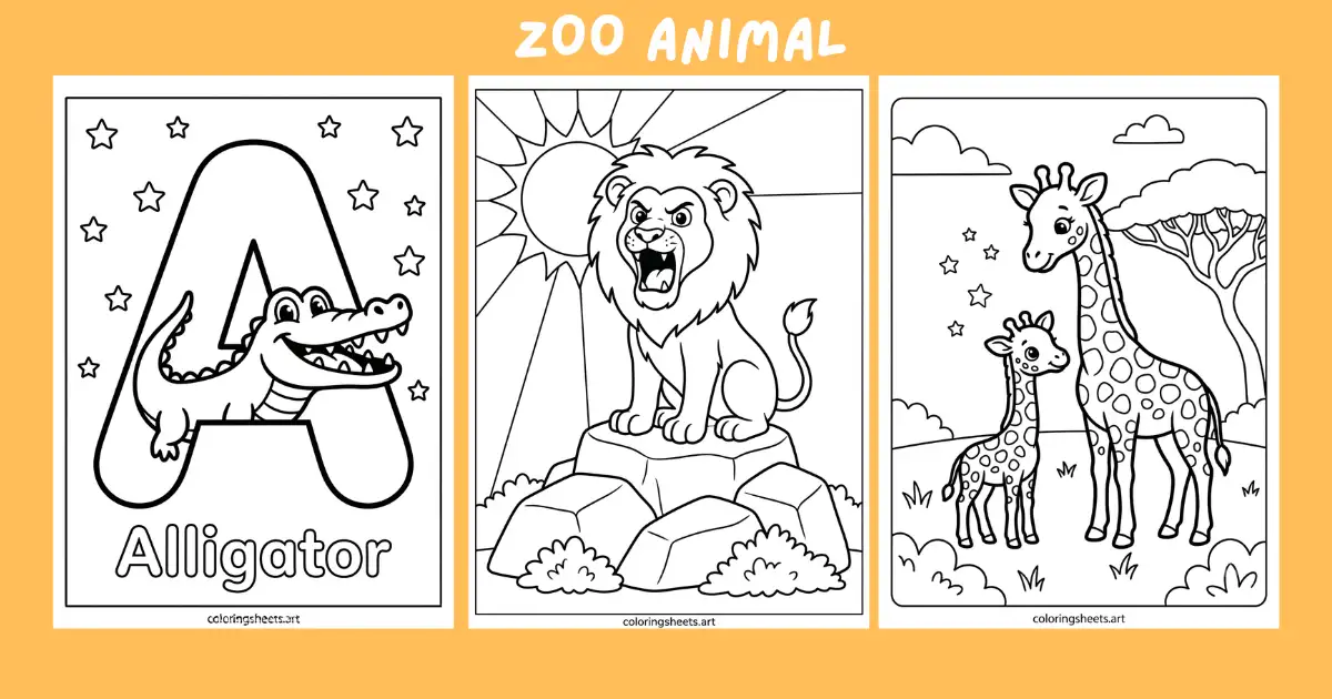 Zoo Animals Coloring Pages 36 Free Printable PDF for Kids