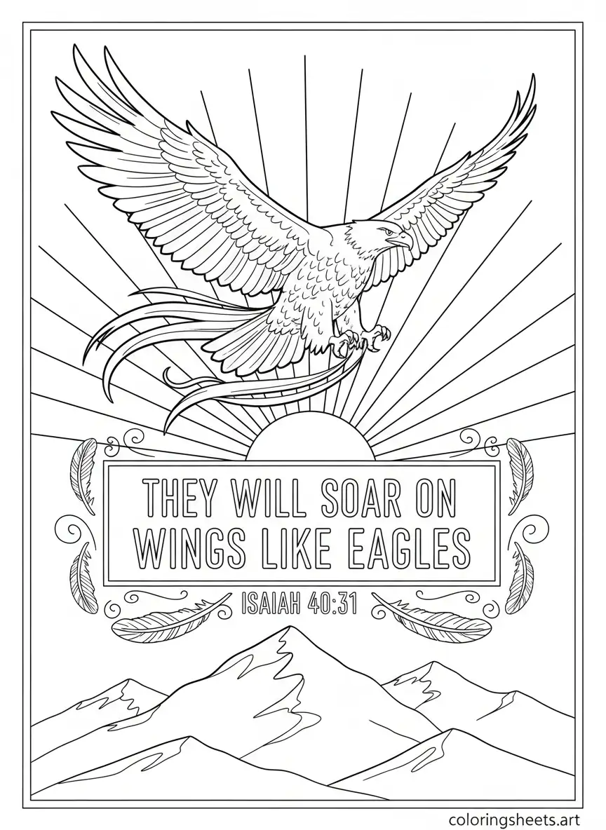 Isaiah 40 31 soar on wings like eagles Bible quotes coloring page Printable pdf