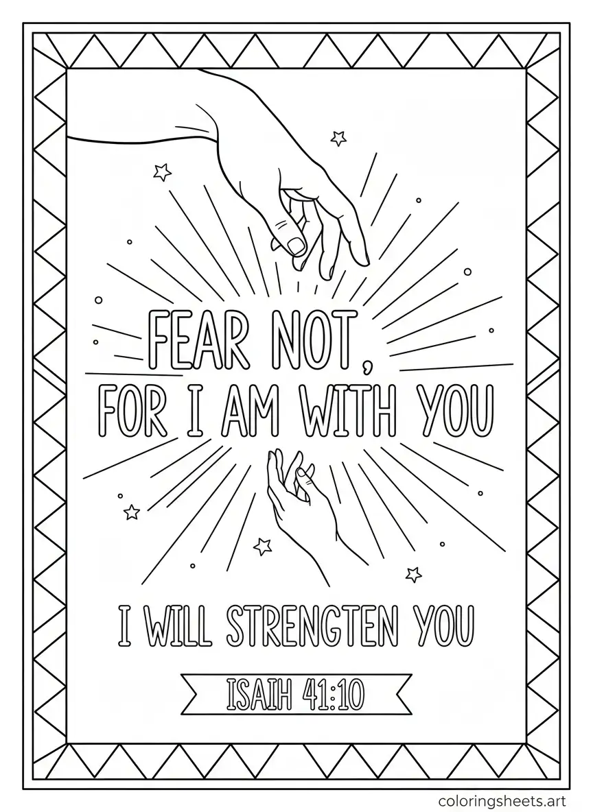 Isaiah 41 10 fear not for I am with you Bible quotes coloring page
