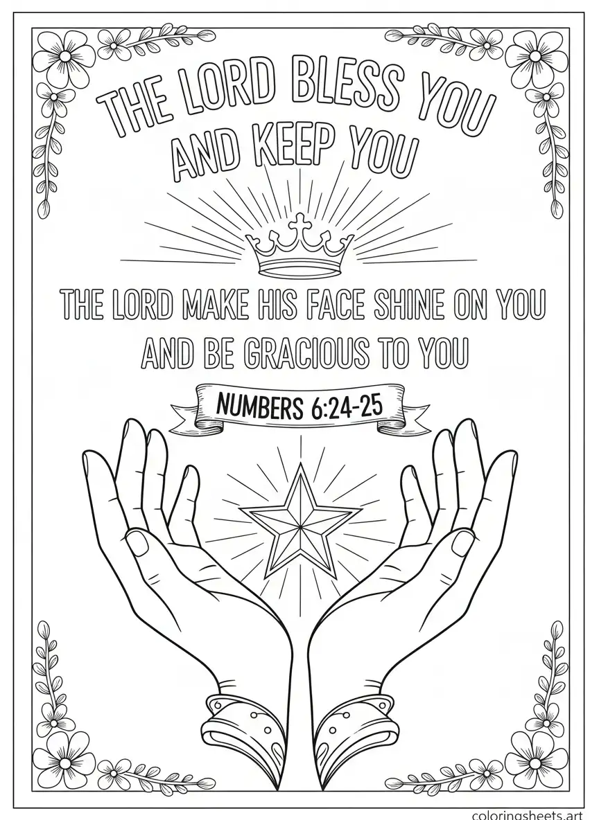 Numbers 6 24 the Lord bless you and keep you blessing hands Bible quotes coloring page Free Printable Pdf