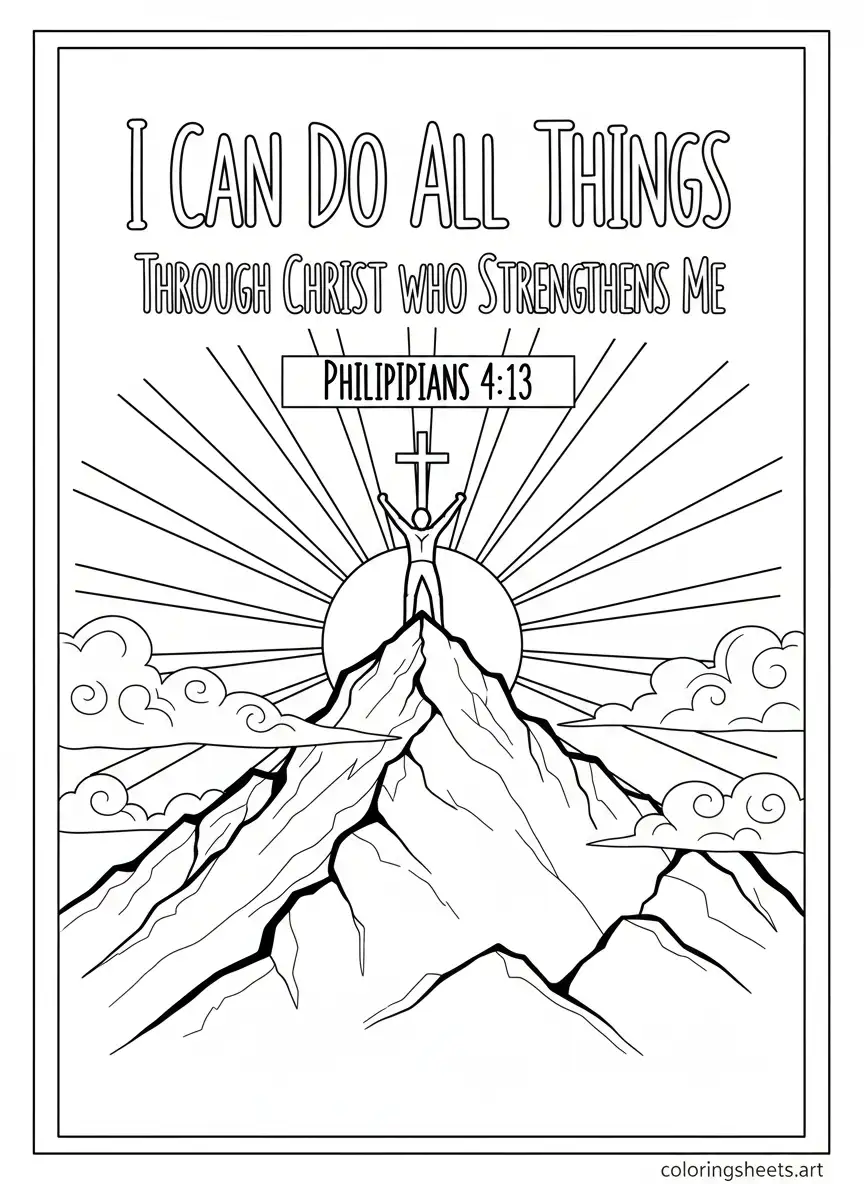 Philippians 4 13 I can do all things through Christ Bible quotes coloring page