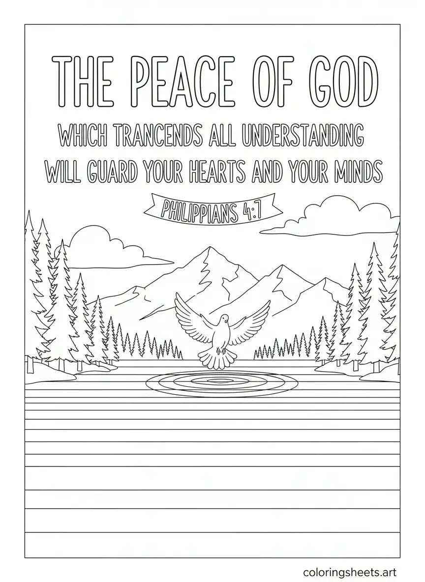 Philippians 4 7 peace that transcends understanding dove lake Bible quotes coloring page