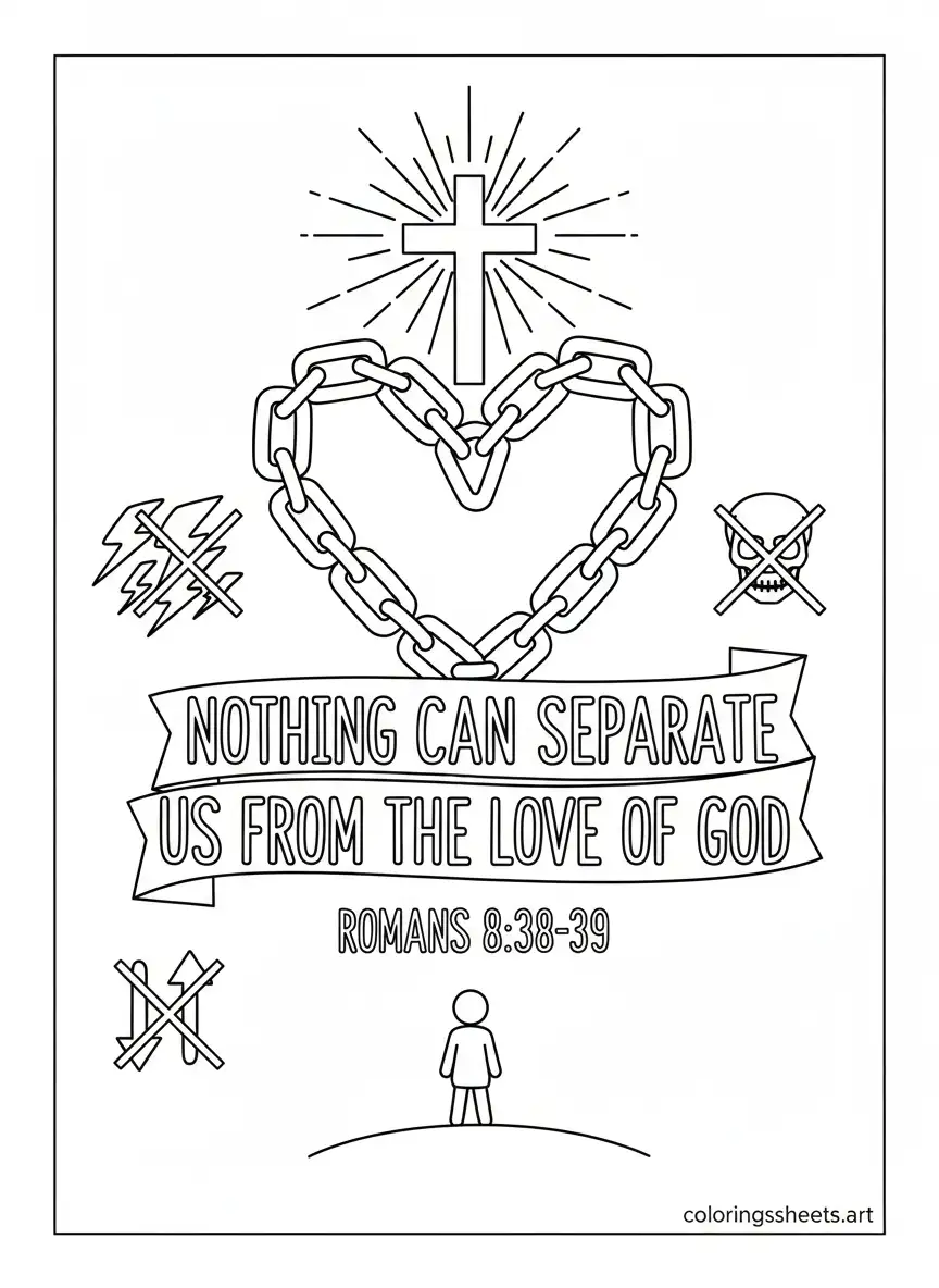 Romans 8 38 nothing separates us from God's love Bible quotes coloring page