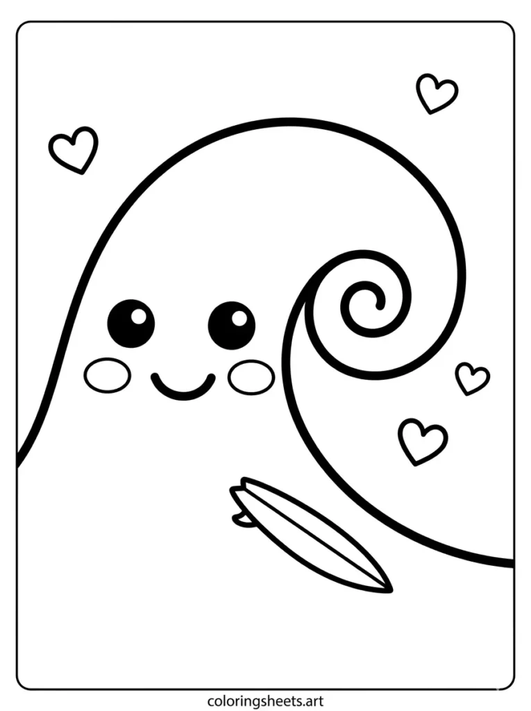 Big smiling ocean wave with a friendly face coloring page for toddlers simple