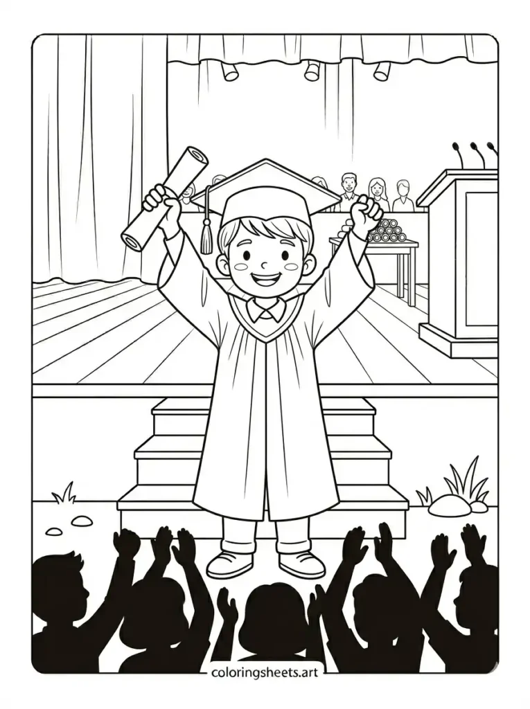 Cheering graduation coloring pages free printable audience