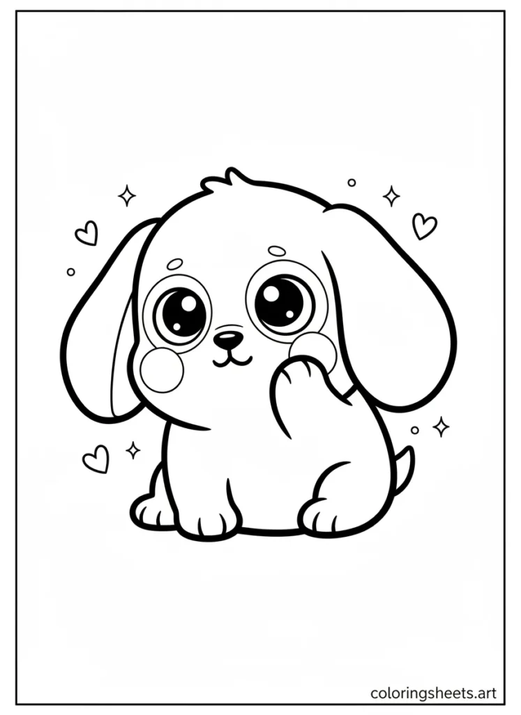 Cinnamoroll blushing with a shy sweet smile coloring page