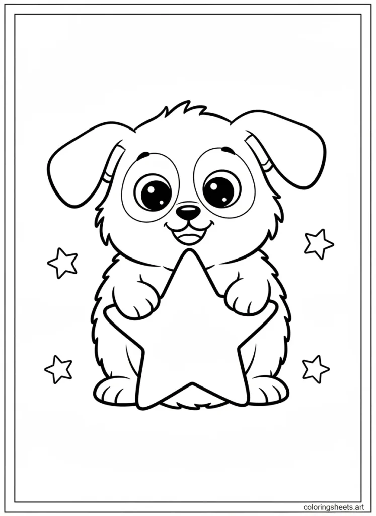 Cinnamoroll holding a giant star coloring page for toddlers