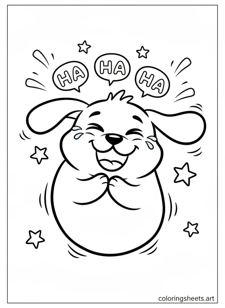 Cinnamoroll laughing with joy and happy tears coloring page