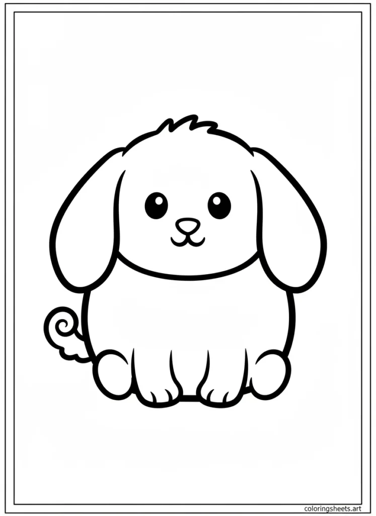Simple Cinnamoroll full body sitting coloring page for toddlers