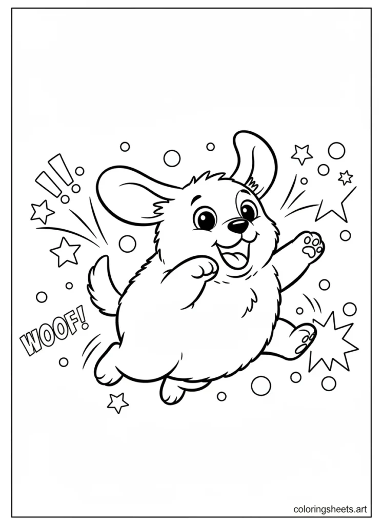 Cinnamoroll super excited jumping for joy coloring page