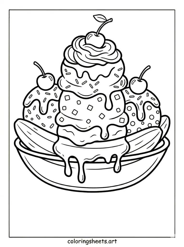 Classic banana split sundae free printable pdf