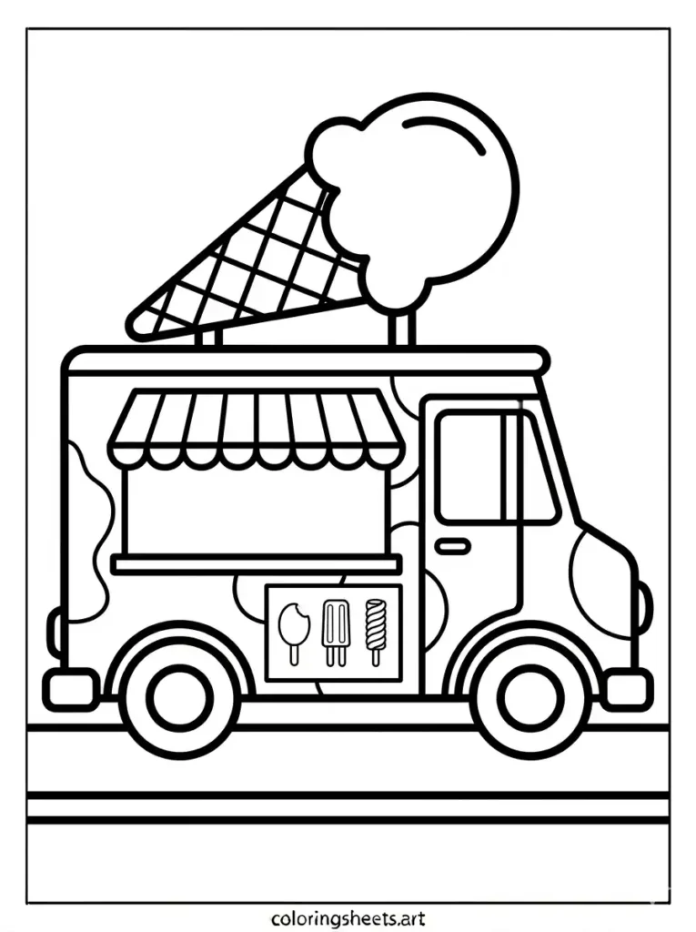 Classic ice cream truck free printable pdf for kids