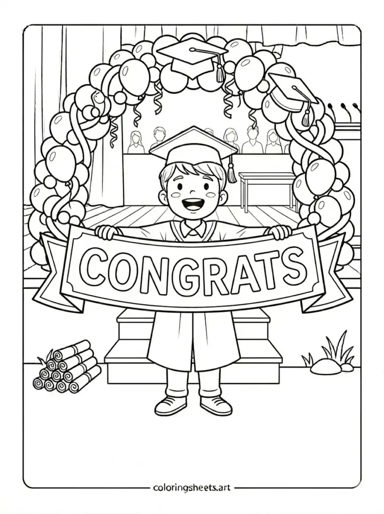 Congrats graduation coloring sheets printable pdf banner