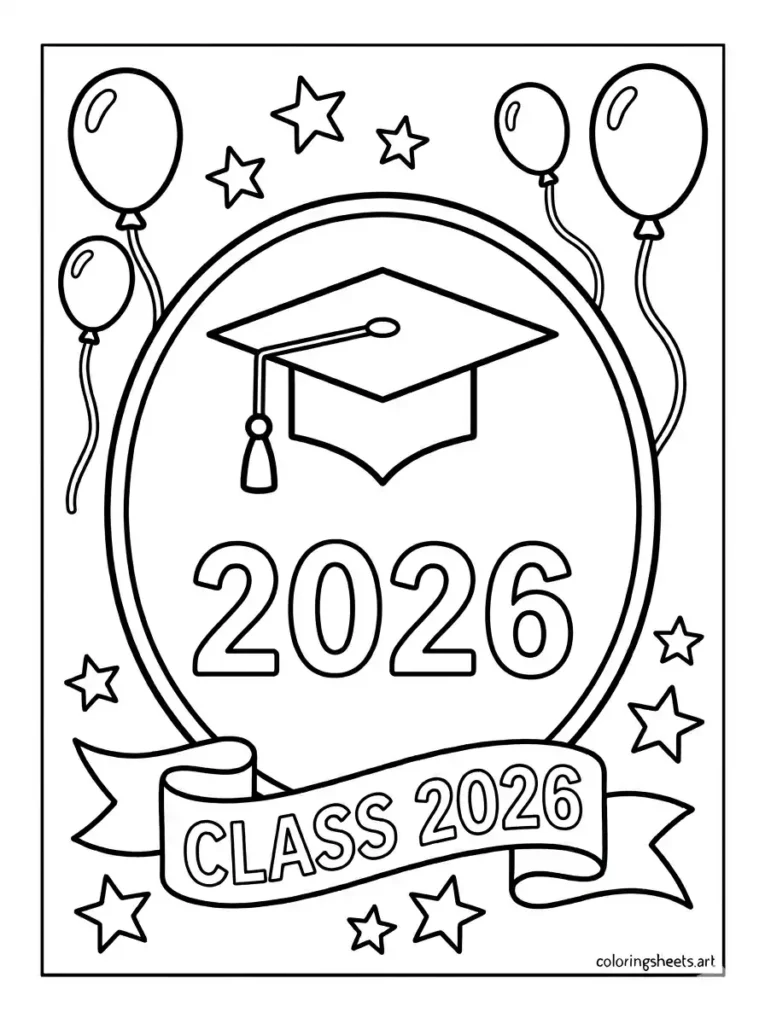 Class of 2025 graduation celebration coloring page free printable