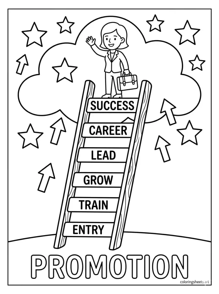 Climbing career ladder congratulations coloring page for adults