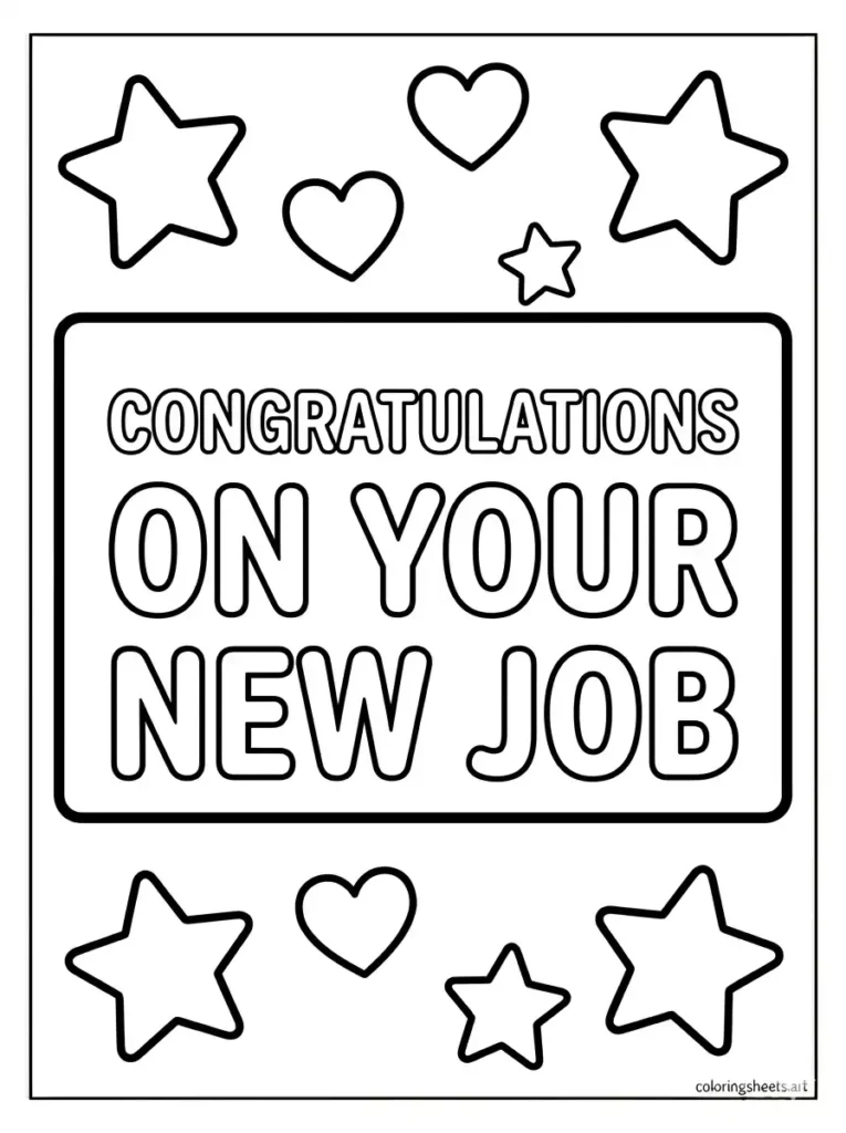 New job congratulations sign coloring page for toddlers