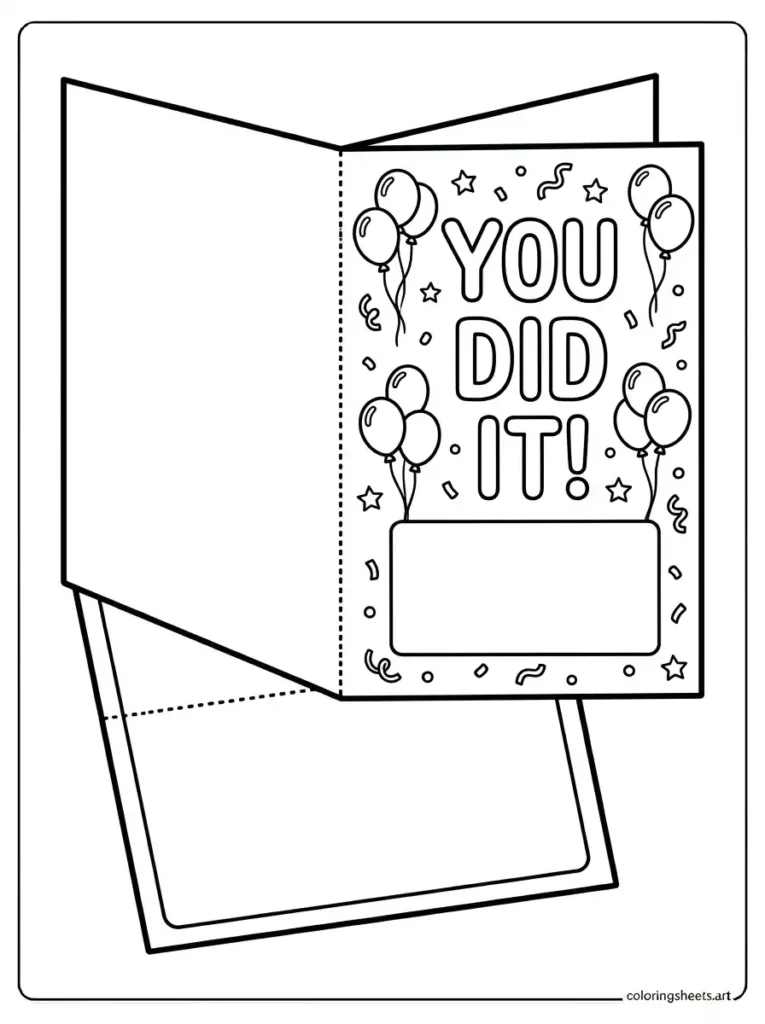 You did it congratulations blank card coloring page for all ages