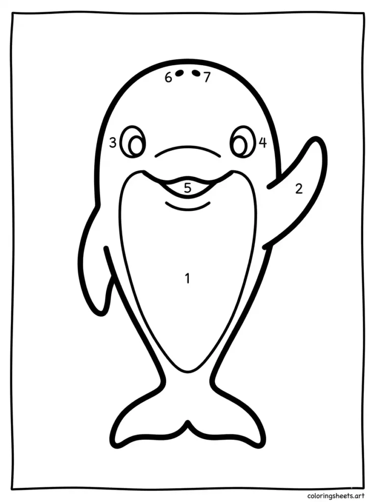 Dolphin waving hello simple coloring page for toddlers