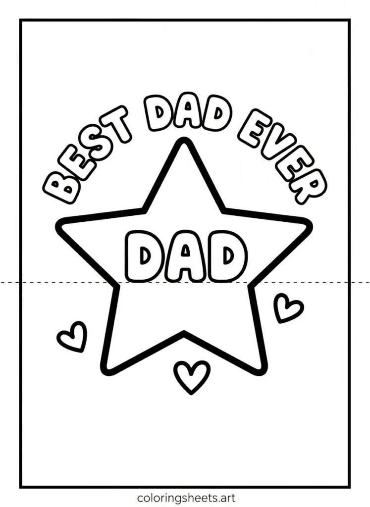Father's Day coloring card best dad ever simple for toddlers free printable
