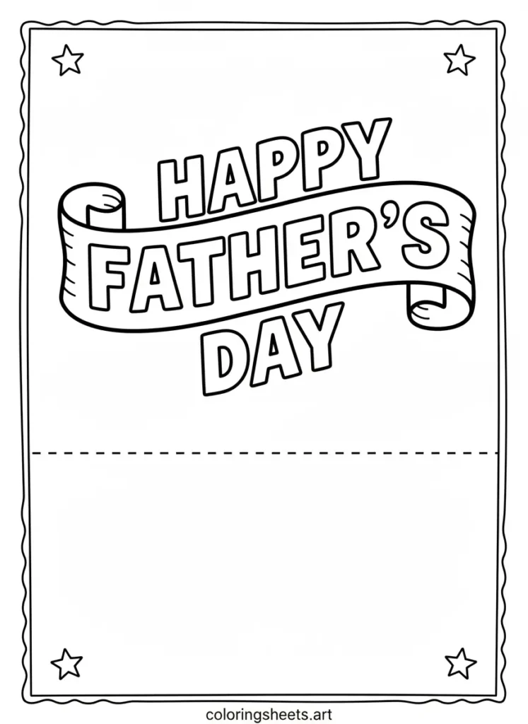 Father's Day coloring card happy father's day simple banner for toddlers free printable