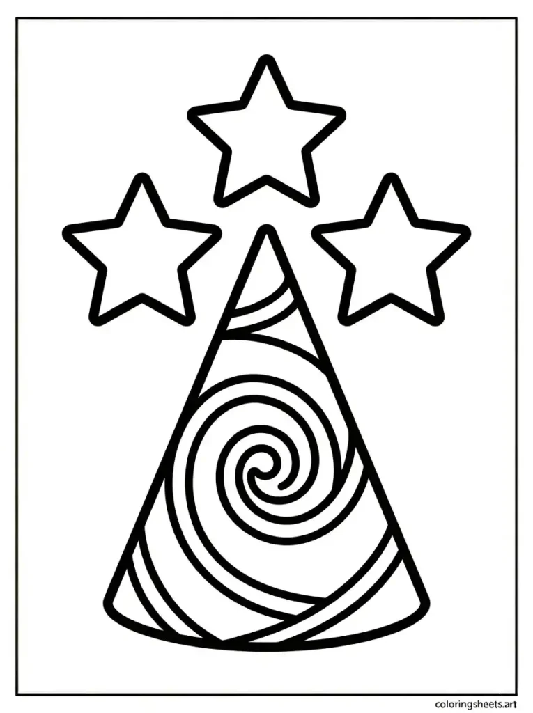 Firework cone stars coloring page toddlers easy printable pdf