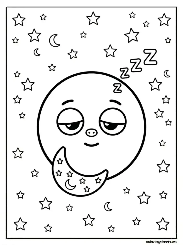 Sleepy firework burst coloring page free printable pdf for toddlers