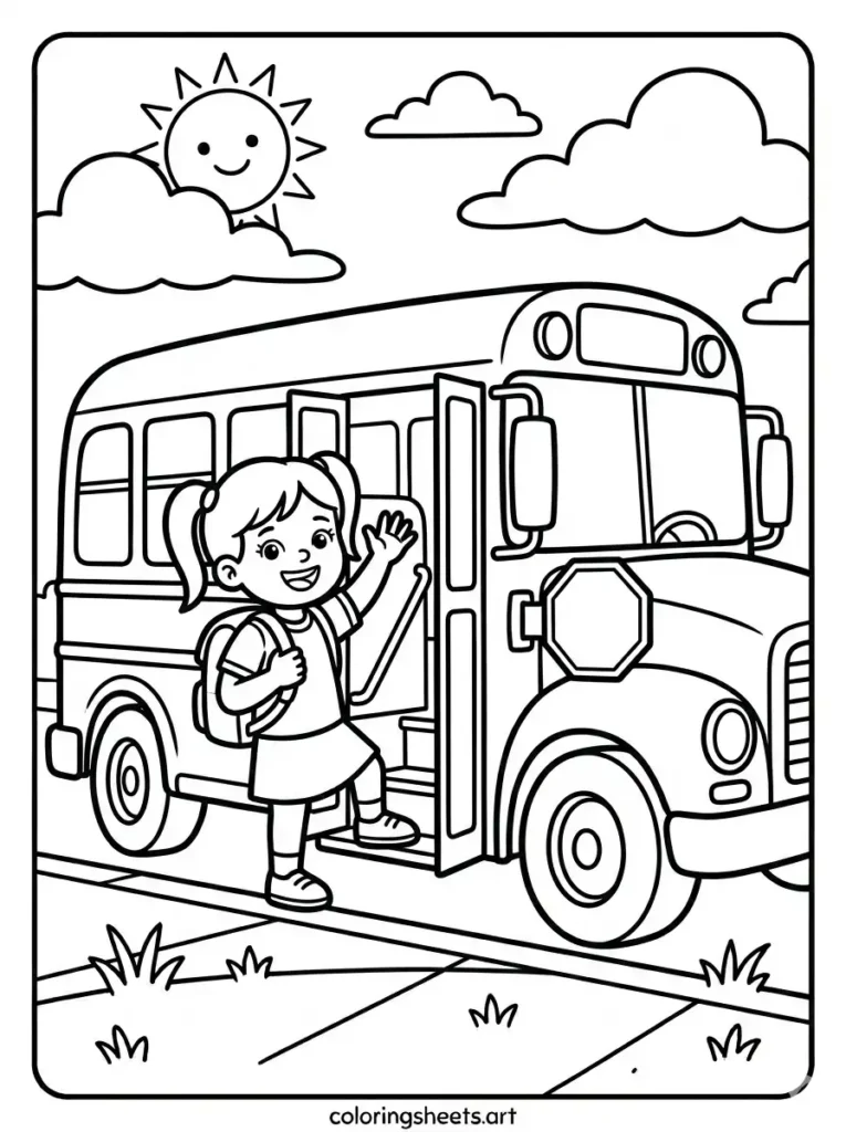 First day of school coloring pages free printable school bus for kids