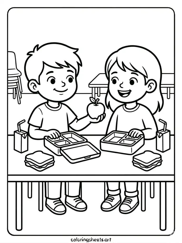 First day of school coloring pages cafeteria lunch printable pdf for kids
