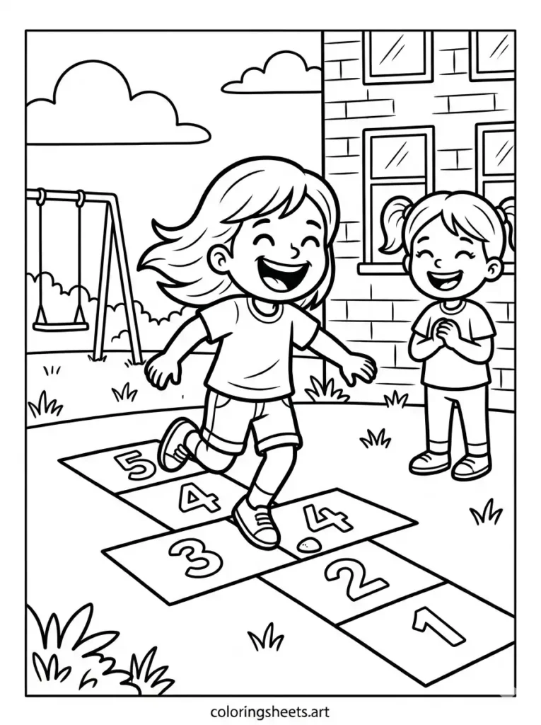 First day of school coloring pages hopscotch game simple sheet for kids