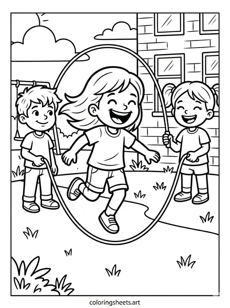 First day of school coloring pages jump rope printable pdf for kids