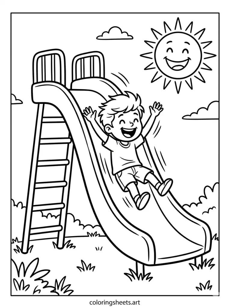First day of school coloring pages free printable playground slide for kids