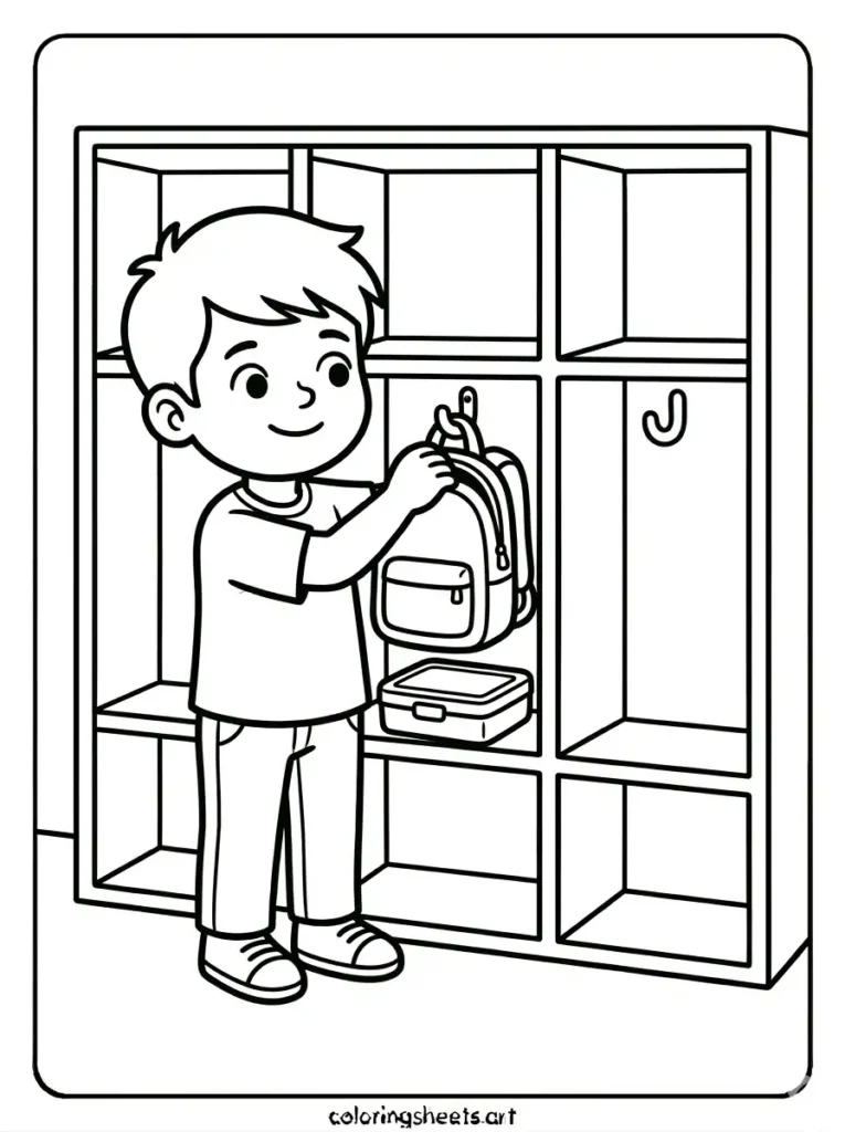 First day of school coloring pages school cubby storage sheets for kids