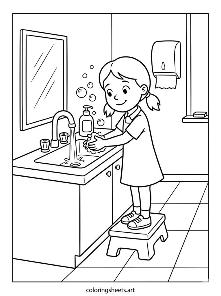 First day of school coloring pages washing hands printable pdf simple for kids