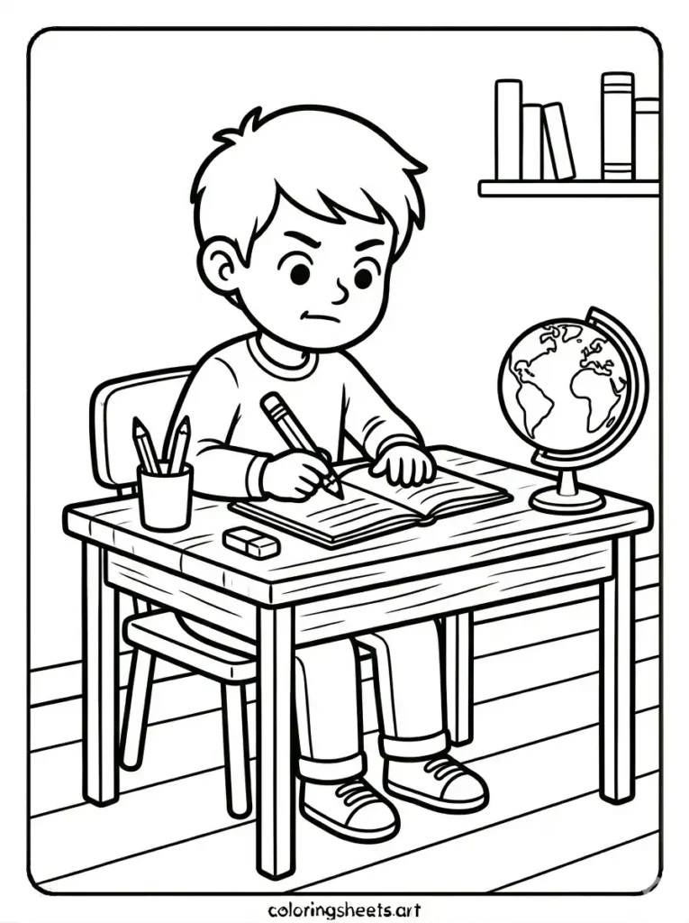 First day of school coloring pages simple writing at desk coloring sheets
