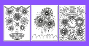 Fireworks Coloring Pages Printable pdf (Feature image)