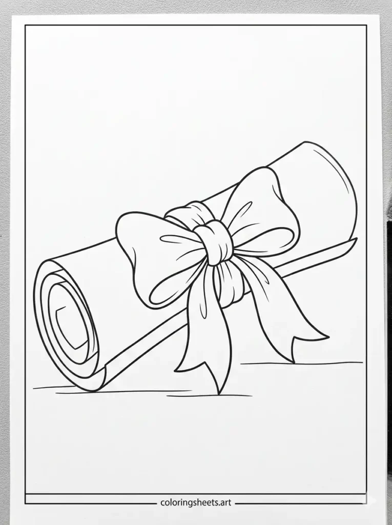 Free printable diploma graduation coloring pages simple scroll
