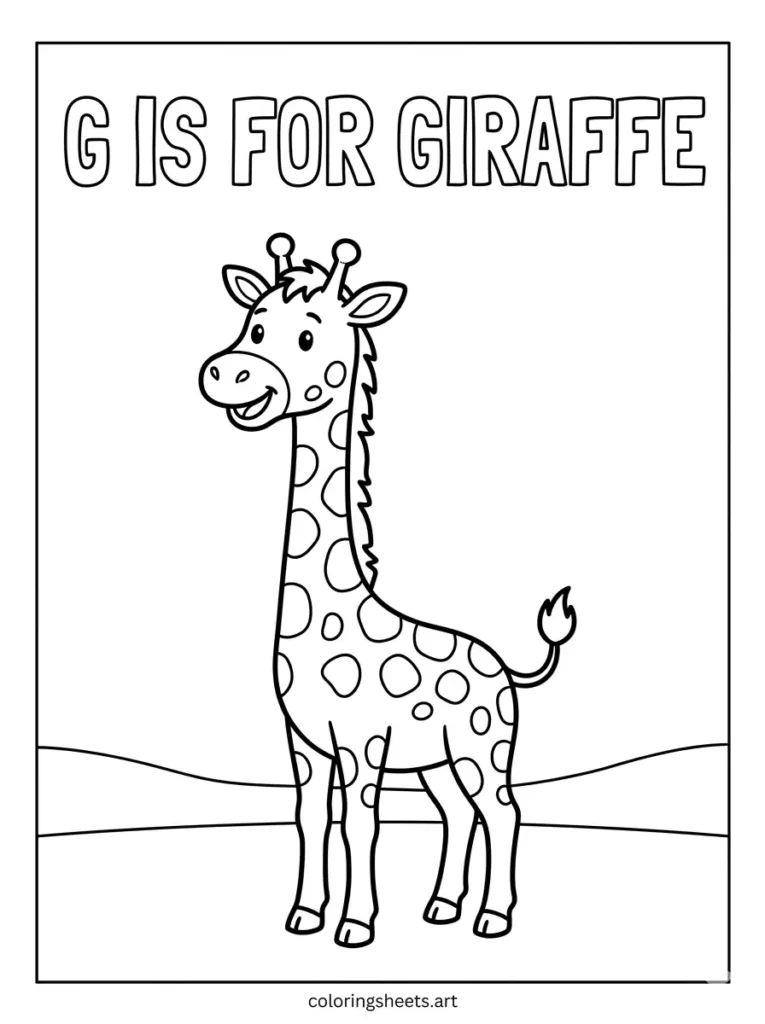 G is for giraffe free printable educational alphabet coloring sheets for kid