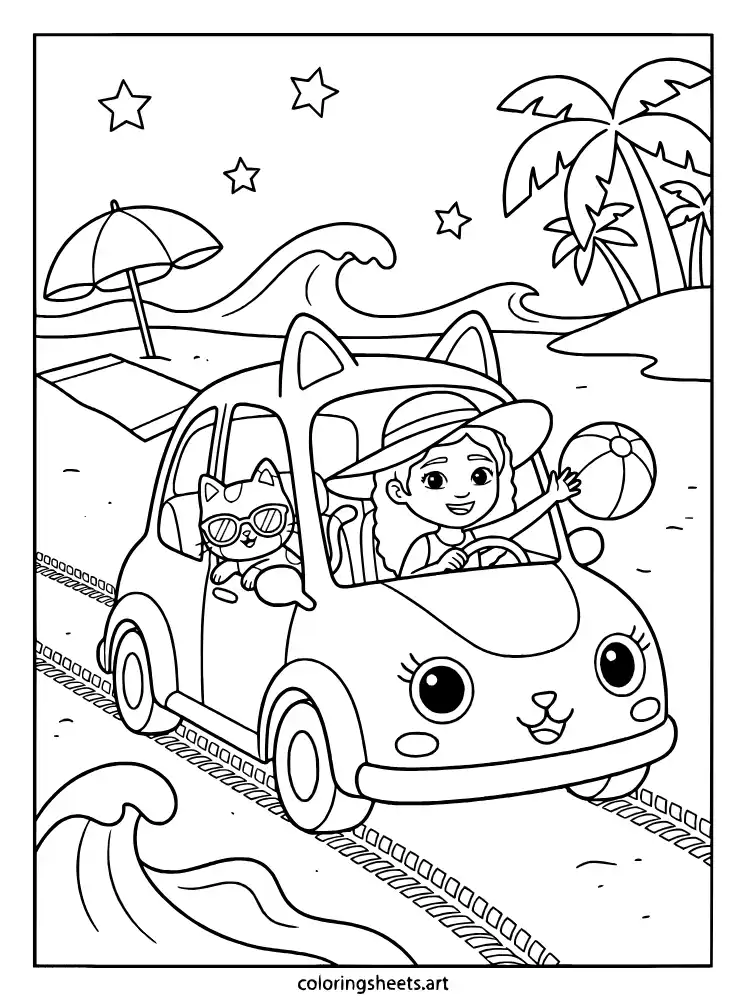 Carlita beach trip coloring page for kids free