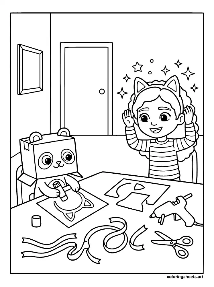 Gabby DIY cat ears headband coloring page for kids free