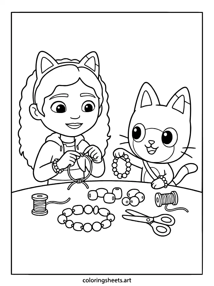 Making friendship bracelets coloring page for kids