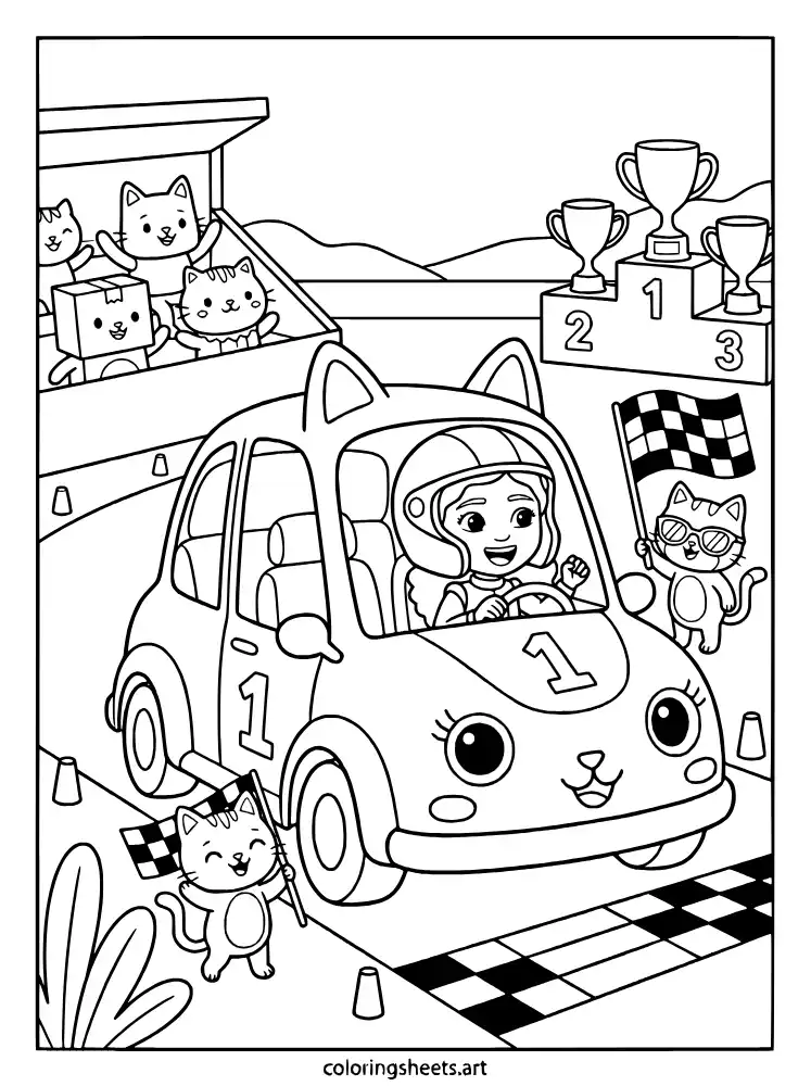Carlita race day coloring sheet for kids free