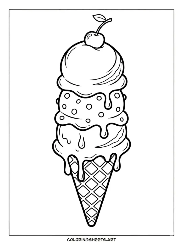 Giant triple stack waffle cone ice cream printable pdf