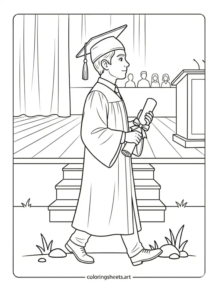 Graduation ceremony coloring pages free printable walking sta