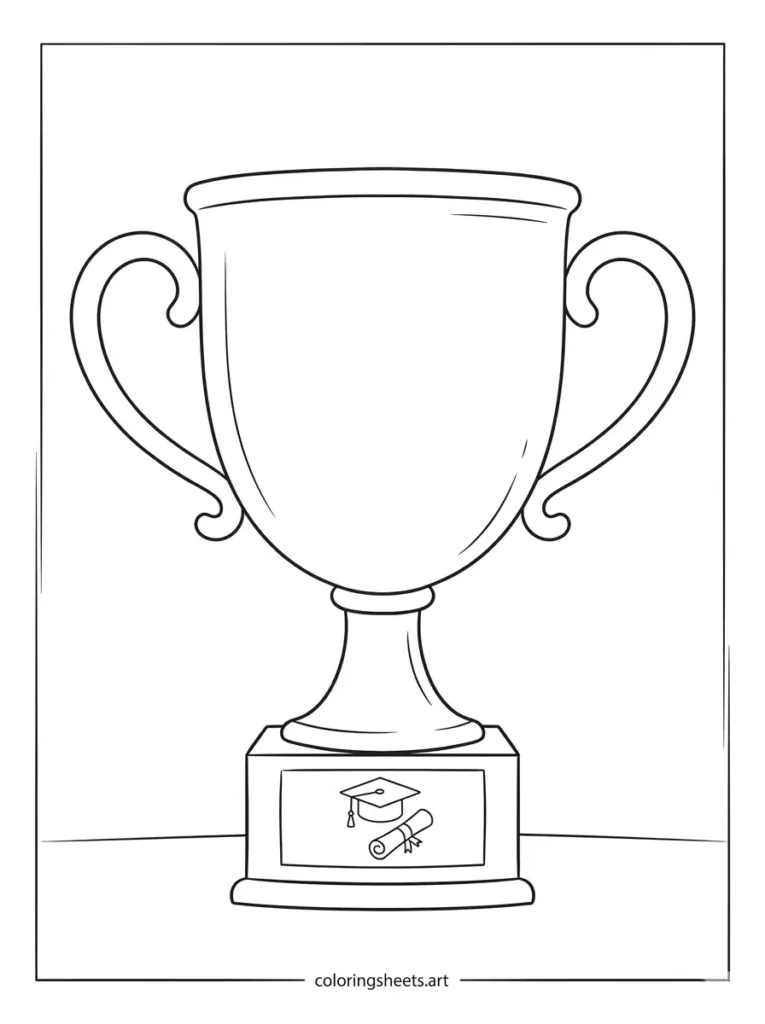 Graduation trophy coloring sheets for toddlers free pdf cup