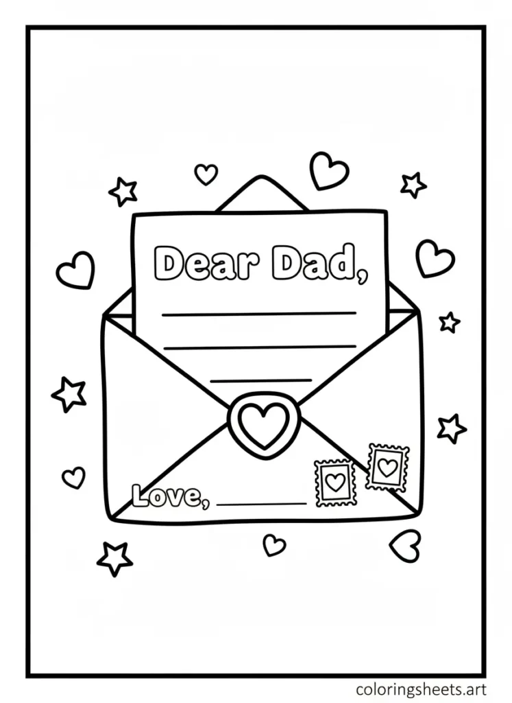 Letter to Dad coloring page for Father's Day