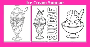 Ice Cream Sundae Coloring Pages Printable PDF free Kids And Adults